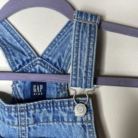 Gap Kids Girls Sz M Medium Wash Distressed Denim Overall Shortalls Washwell $50 - Picture 11 of 11